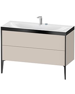 Duravit Meuble sous-vasque XViu XV4712EB291P 120x48cm, 2 tiroirs, 2 trous pour robinetterie, noir mat, Rahmen P, taupe mat