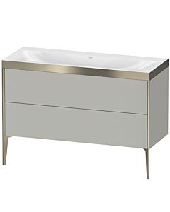 Duravit XViu Waschtisch-Unterschrank XV4712NB107P 120x48cm, 2 Schubkästen, ohne Hahnloch, champagner matt, Rahmen P, betongrau matt