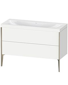 Duravit XViu vanity unit XV4712NB118C 120x48cm, 2 drawers, without tap hole, matt champagne, Rahmen C, matt white