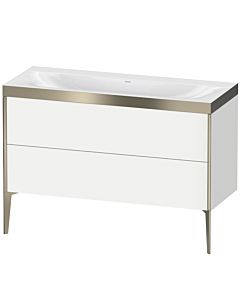 Duravit XViu Waschtisch-Unterschrank XV4712NB118P 120x48cm, 2 Schubkästen, ohne Hahnloch, champagner matt, Rahmen P, weiß matt