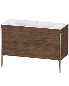 Duravit XViu vanity unit XV4712NB121C 120x48cm, 2 drawers, without tap hole, matt champagne, Rahmen C, dark walnut