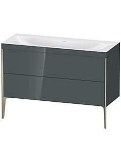 Duravit XViu vanity unit XV4712NB138C 120x48cm, 2 drawers, without tap hole, matt champagne, Rahmen C, dolomiti gray high gloss