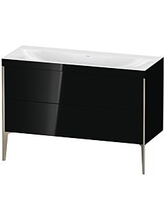 Duravit XViu Waschtisch-Unterschrank XV4712NB140C 120x48cm, 2 Schubkästen, ohne Hahnloch, champagner matt, Rahmen C, schwarz hochglanz