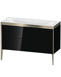 Duravit XViu vanity unit XV4712NB140P 120x48cm, 2 drawers, without tap hole, matt champagne, Rahmen P, high-gloss black