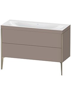 Duravit XViu vanity unit XV4712NB143C 120x48cm, 2 drawers, without tap hole, matt champagne, Rahmen C, matt basalt