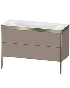 Duravit XViu vanity unit XV4712NB143P 120x48cm, 2 drawers, without tap hole, matt champagne, Rahmen P, matt basalt