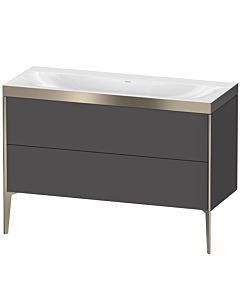 Duravit XViu vanity unit XV4712NB149P 120x48cm, 2 drawers, without tap hole, matt champagne, Rahmen P, matt graphite