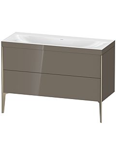 Duravit XViu vanity unit XV4712NB189C 120x48cm, 2 drawers, without tap hole, matt champagne, Rahmen C, flannel gray high gloss