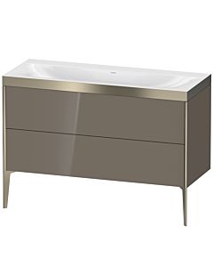 Duravit XViu vanity unit XV4712NB189P 120x48cm, 2 drawers, without tap hole, matt champagne, Rahmen P, flannel gray high gloss