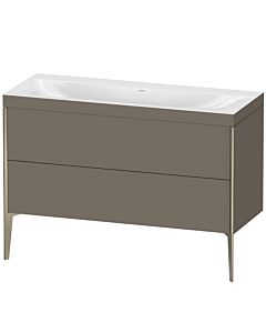 Duravit XViu vanity unit XV4712NB190C 120x48cm, 2 drawers, without tap hole, matt champagne, Rahmen C, flannel gray silk matt