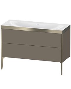 Duravit XViu Waschtisch-Unterschrank XV4712NB190P 120x48cm, 2 Schubkästen, ohne Hahnloch, champagner matt, Rahmen P, flannel grey seidenmatt