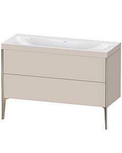 Duravit Meuble sous-vasque XViu XV4712NB191C 120x48cm, 2 tiroirs, sans trou pour robinet, champagne mat, Rahmen C, taupe mat