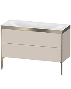 Duravit Meuble sous-vasque XViu XV4712NB191P 120x48cm, 2 tiroirs, sans trou pour robinet, champagne mat, Rahmen P, taupe mat