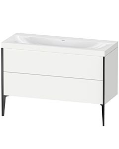 Duravit Meuble sous-vasque XViu XV4712NB218C 120x48cm, 2 tiroirs, sans trou pour robinet, noir mat, Rahmen C, blanc mat