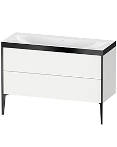 Duravit XViu Waschtisch-Unterschrank XV4712NB218P 120x48cm, 2 Schubkästen, ohne Hahnloch, schwarz matt, Rahmen P, weiß matt