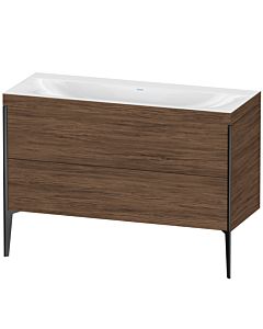 Duravit XViu vanity unit XV4712NB221C 120x48cm, 2 drawers, without tap hole, matt black, Rahmen C, dark walnut