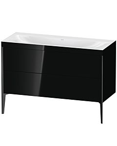 Duravit XViu Waschtisch-Unterschrank XV4712NB240C 120x48cm, 2 Schubkästen, ohne Hahnloch, schwarz matt, Rahmen C, schwarz hochglanz