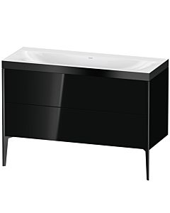 Duravit XViu vanity unit XV4712NB240P 120x48cm, 2 drawers, without tap hole, matt black, Rahmen P, high-gloss black