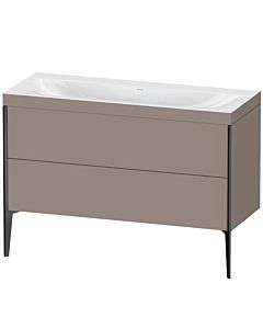 Duravit XViu vanity unit XV4712NB243C 120x48cm, 2 drawers, without tap hole, matt black, Rahmen C, matt basalt