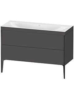 Duravit XViu vanity unit XV4712NB249C 120x48cm, 2 drawers, without tap hole, matt black, Rahmen C, matt graphite