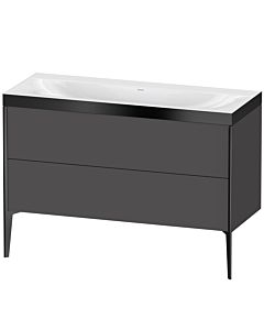 Duravit XViu Waschtisch-Unterschrank XV4712NB249P 120x48cm, 2 Schubkästen, ohne Hahnloch, schwarz matt, Rahmen P, graphit matt
