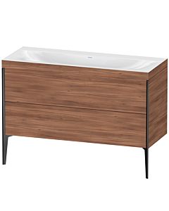Duravit XViu vanity unit XV4712NB279C 120x48cm, 2 drawers, without tap hole, matt black, Rahmen C, natural walnut