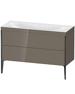 Duravit XViu vanity unit XV4712NB289C 120x48cm, 2 drawers, without tap hole, matt black, Rahmen C, flannel gray high gloss