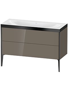 Duravit XViu Waschtisch-Unterschrank XV4712NB289P 120x48cm, 2 Schubkästen, ohne Hahnloch, schwarz matt, Rahmen P, flannel grey hochglanz