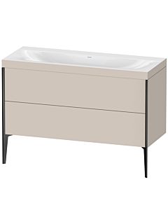Duravit Meuble sous-vasque XViu XV4712NB291C 120x48cm, 2 tiroirs, sans trou pour robinet, noir mat, Rahmen C, taupe mat