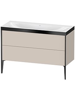 Duravit XViu vanity unit XV4712NB291P 120x48cm, 2 drawers, without tap hole, matt black, Rahmen P, matt taupe