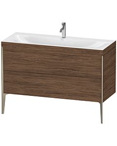 Duravit XViu Waschtisch-Unterschrank XV4712OB121C 120x48cm, 2 Schubkästen, 1 Hahnloch, champagner matt, Rahmen C, nussbaum dunkel