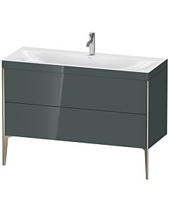 Duravit XViu vanity unit XV4712OB138C 120x48cm, 2 drawers, 2000 tap hole, matt champagne, Rahmen C, dolomiti gray high gloss