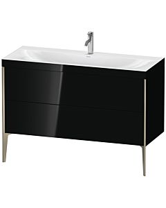 Duravit XViu vanity unit XV4712OB140C 120x48cm, 2 drawers, 2000 tap hole, matt champagne, Rahmen C, black high-gloss