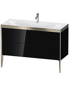 Duravit XViu Waschtisch-Unterschrank XV4712OB140P 120x48cm, 2 Schubkästen, 1 Hahnloch, champagner matt, Rahmen P, schwarz hochglanz