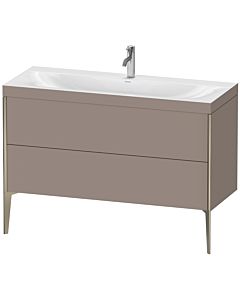 Duravit XViu vanity unit XV4712OB143C 120x48cm, 2 drawers, 2000 tap hole, matt champagne, Rahmen C, matt basalt