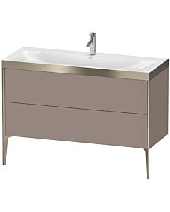 Duravit XViu vanity unit XV4712OB143P 120x48cm, 2 drawers, 2000 tap hole, matt champagne, Rahmen P, matt basalt