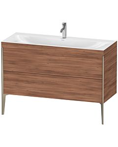 Duravit XViu Waschtisch-Unterschrank XV4712OB179C 120x48cm, 2 Schubkästen, 1 Hahnloch, champagner matt, Rahmen C, nussbaum natur