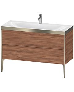 Duravit XViu Waschtisch-Unterschrank XV4712OB179P 120x48cm, 2 Schubkästen, 1 Hahnloch, champagner matt, Rahmen P, nussbaum natur