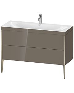 Duravit XViu vanity unit XV4712OB189C 120x48cm, 2 drawers, 2000 tap hole, matt champagne, Rahmen C, flannel gray high gloss