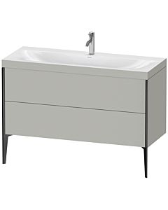 Duravit XViu Waschtisch-Unterschrank XV4712OB207C 120x48cm, 2 Schubkästen, 1 Hahnloch, schwarz matt, Rahmen C, betongrau matt