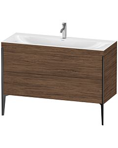 Duravit XViu meuble sous-vasque XV4712OB221C 120x48cm, 2 tiroirs, 2000 , noir mat, Rahmen C, noyer foncé