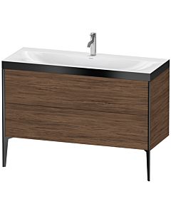 Duravit XViu meuble sous-vasque XV4712OB221P 120x48cm, 2 tiroirs, 2000 , noir mat, Rahmen P, noyer foncé