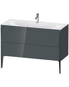 Duravit XViu Waschtisch-Unterschrank XV4712OB238C 120x48cm, 2 Schubkästen, 1 Hahnloch, schwarz matt, Rahmen C, dolomiti grey hochglanz