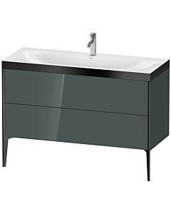 Duravit XViu vanity unit XV4712OB238P 120x48cm, 2 drawers, 2000 tap hole, matt black, Rahmen P, dolomiti gray high gloss