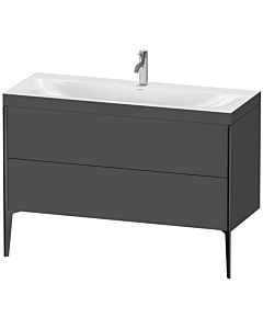 Duravit XViu Waschtisch-Unterschrank XV4712OB249C 120x48cm, 2 Schubkästen, 1 Hahnloch, schwarz matt, Rahmen C, graphit matt