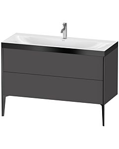Duravit XViu Waschtisch-Unterschrank XV4712OB249P 120x48cm, 2 Schubkästen, 1 Hahnloch, schwarz matt, Rahmen P, graphit matt