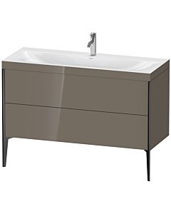 Duravit XViu vanity unit XV4712OB289C 120x48cm, 2 drawers, 2000 tap hole, matt black, Rahmen C, flannel gray high gloss