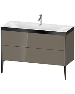 Duravit XViu Waschtisch-Unterschrank XV4712OB289P 120x48cm, 2 Schubkästen, 1 Hahnloch, schwarz matt, Rahmen P, flannel grey hochglanz