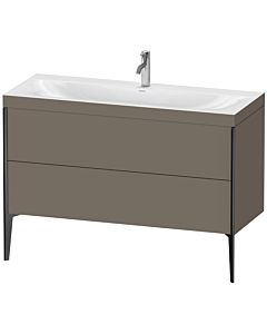 Duravit XViu Waschtisch-Unterschrank XV4712OB290C 120x48cm, 2 Schubkästen, 1 Hahnloch, schwarz matt, Rahmen C, flannel grey seidenmatt