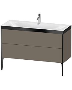 Duravit XViu meuble sous-vasque XV4712OB290P 120x48cm, 2 tiroirs, 2000 , noir mat, Rahmen P, flanelle gris soie mat